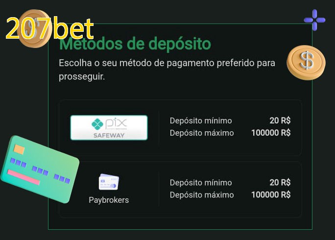 O cassino 207betbet oferece uma grande variedade de métodos de pagamento